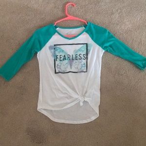 Justice Girls size10 quarter sleeve fearless shirt